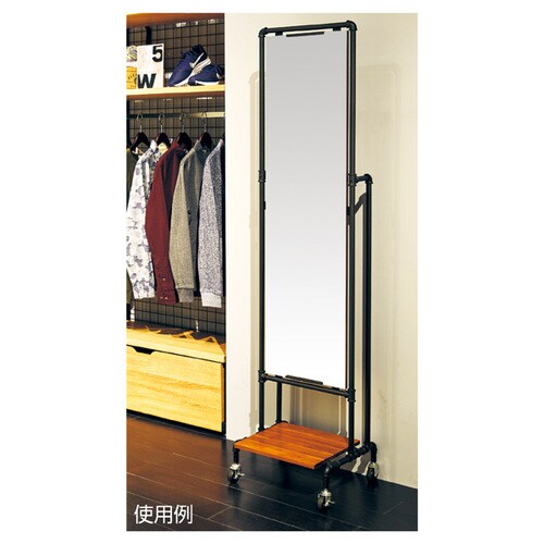 ガス管ミラー (鏡厚3mm)ブラック