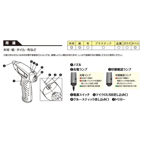 GT USB充電グルーガン 3.6V