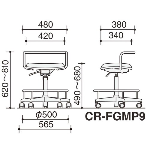 クリーンルームチェア  背なし ハイ 硬床用