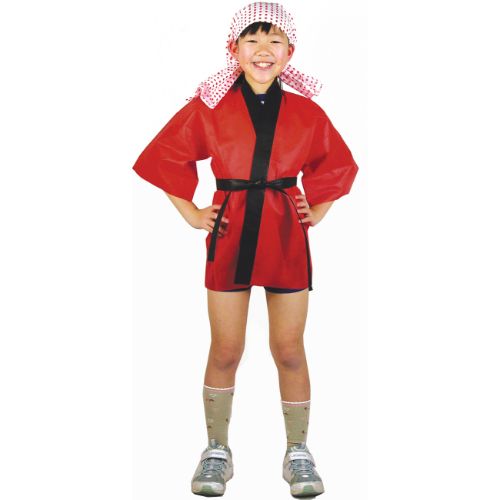 カラー不織布ハッピ 園児用 C 赤