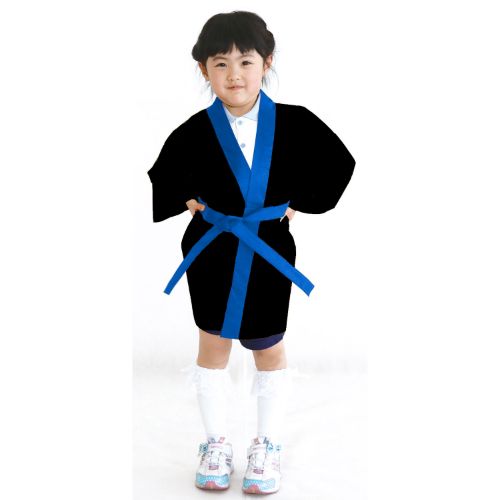 カラー不織布ハッピ 子供用 J 黒(青襟)