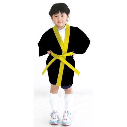 カラー不織布ハッピ 子供用 J 黒(黄襟)