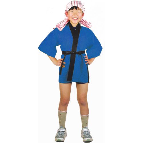 カラー不織布ハッピ 子供用 S 青