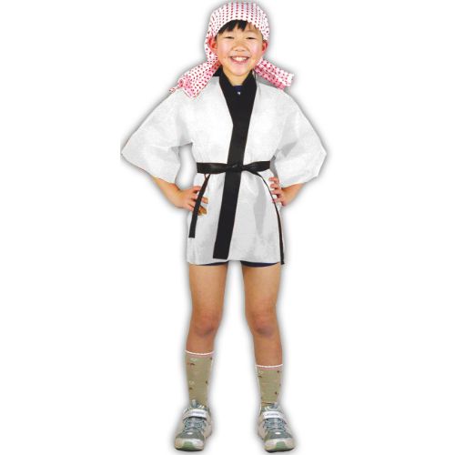 カラー不織布ハッピ 子供用 S 白