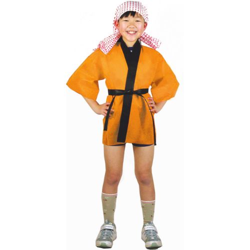 カラー不織布ハッピ 子供用 S オレンジ