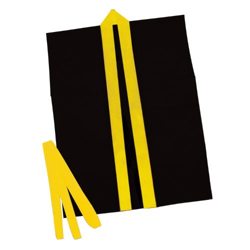 カラー不織布ハッピ子供用袖無 S黒(黄襟)