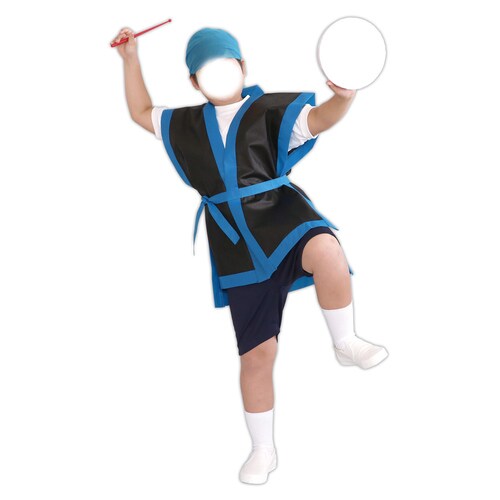 カラー不織布 エイサー打掛 黒(襟青)J 帯付