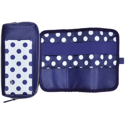 ペンケース ベロウズ ドットネイビー×2