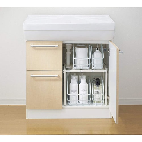 洗面下フリーラック伸縮タイプS ホワイト