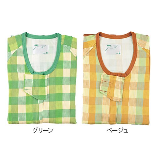 介護寝巻き グリーン/S