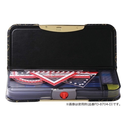 筆箱 両面 筆入 スリム アルロック ポリゴン 黒