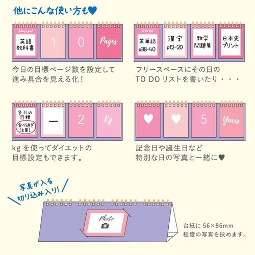 スタディプランナー カウントダウンカレンダー桃×3