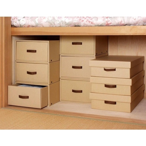 押入れ衣装ケース ダンボール収納 ナチュラル