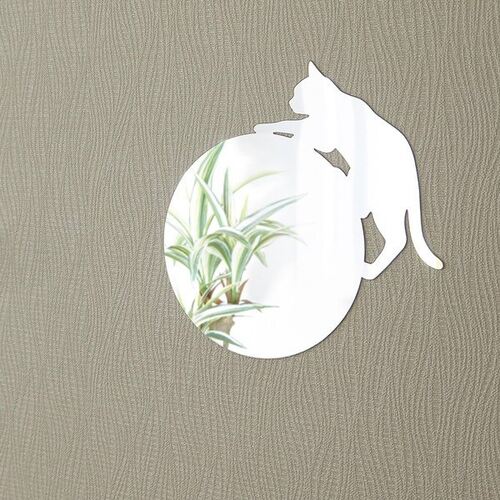 ココニモミラー ミラーステッカー 丸形・ネコ