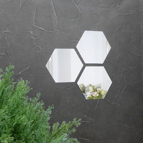 ココニモミラー ミラーステッカー 六角形・3枚