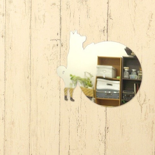 ココニモミラー ミラーステッカー 丸形・柴犬