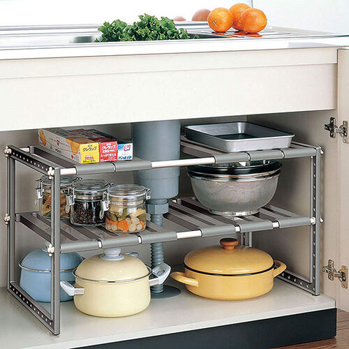 シンク下フリーラックワイド伸縮タイプ エコグリーン