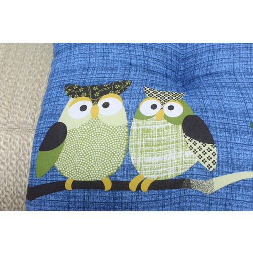 ふくろう 座布団 ブルー 55×59cm2P