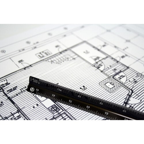三角スケール スリム アルミ 30cm レッド
