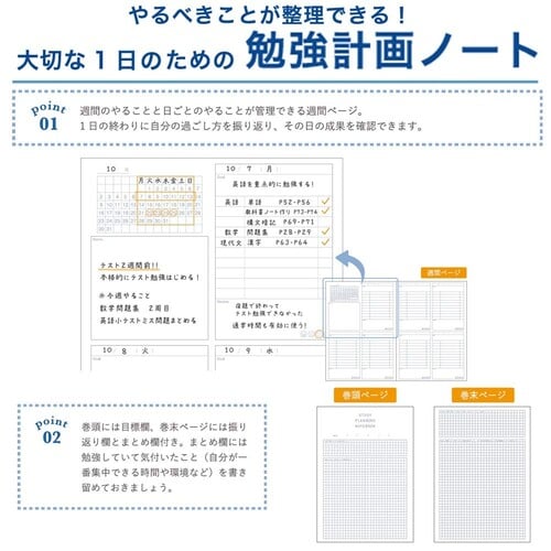 ノート スタディステーショナリー勉強計画B5黒×5