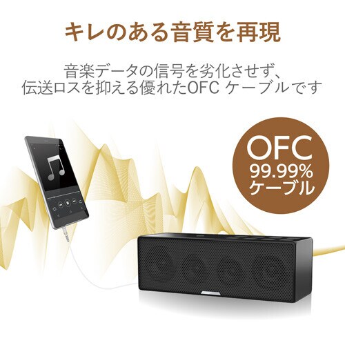 高耐久φ3.5AUXケーブル/0.5m/ホワイト