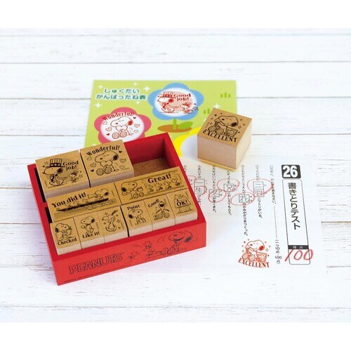 スヌーピー 木製 ごほうびスタンプセット 英語