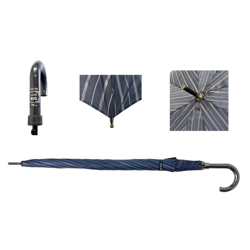 傘 紳士 ジャンプ長傘 75cm ストライプ紺×6