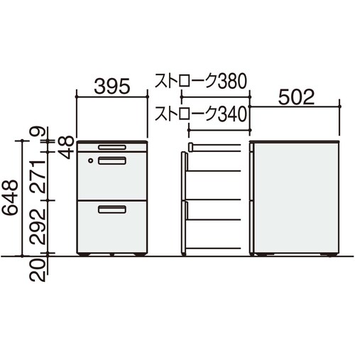 GTワゴン3段ペントレー引出D60シリンダー銀