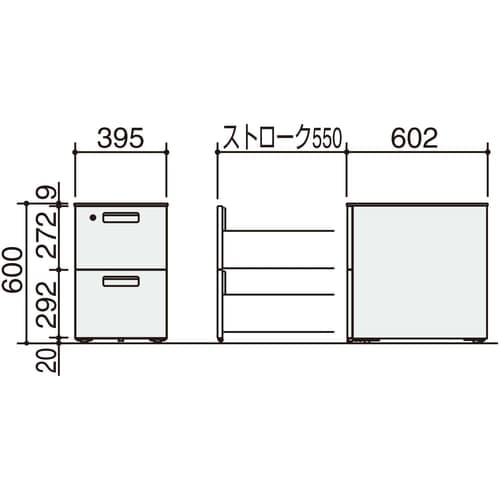 GTワゴン2段引出しシリンダー銀
