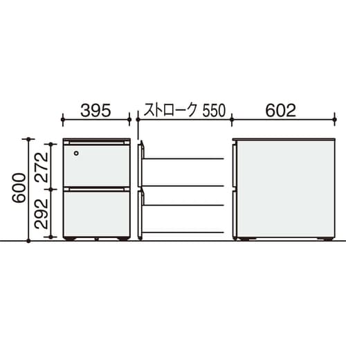 GXワゴン2段引出しシリンダー銀