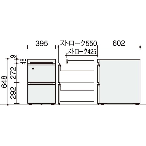 GXワゴン3段ペントレー引出付シリンダー銀P2