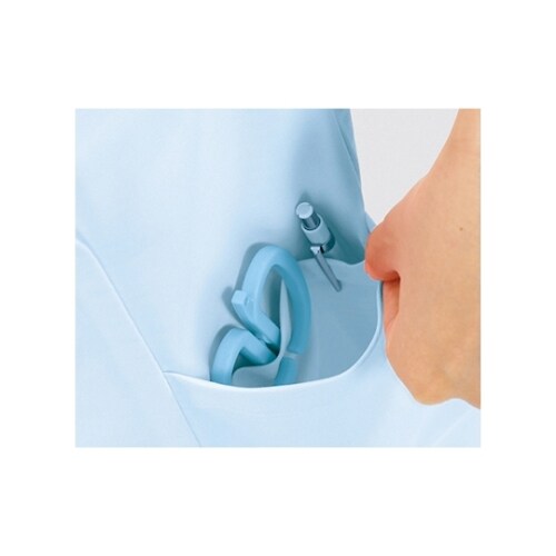 ナースジャケット半袖サックス/白S 73−1486