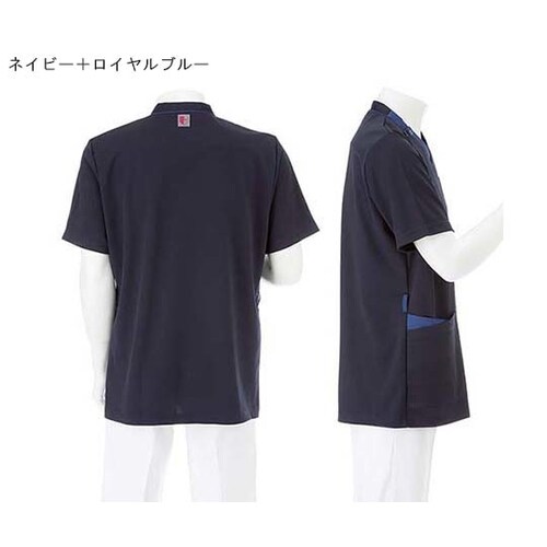 男子スクラブ ネイビー+ロイヤルブルー M