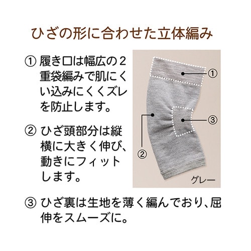 ひざ用パイル編み保温サポーター 1組入 L グレー
