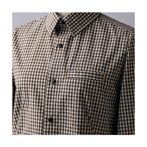 シャツ 長袖 ブラウンチェック M