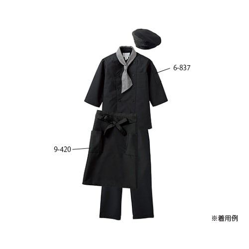 コックコート 男女兼用 7分袖 黒 6−837 M