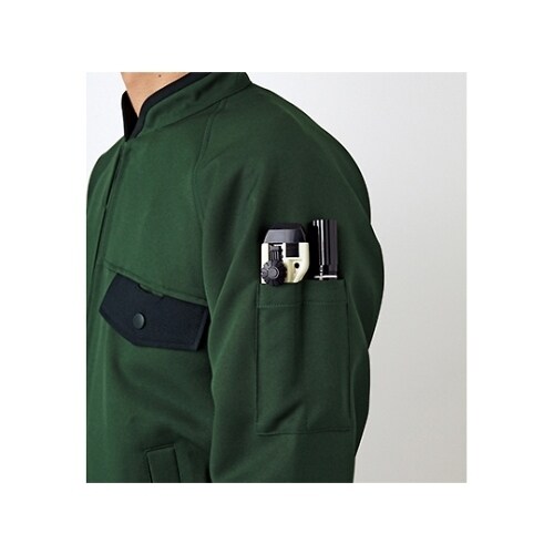 ブルゾン 男女兼用 長袖 グリーン/黒 L