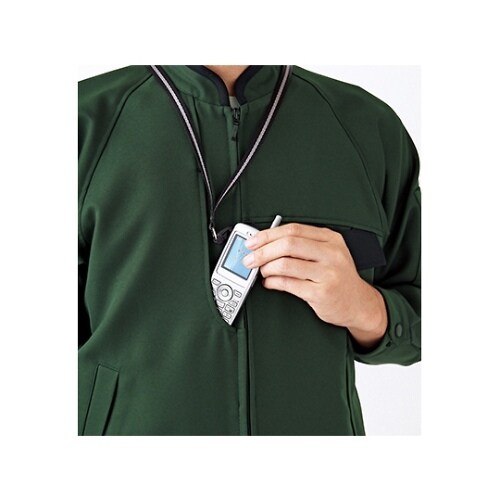 ブルゾン 男女兼用 長袖 グリーン/黒 L