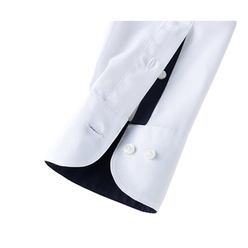 シャツ 男女兼用 長袖 白ネイビー S