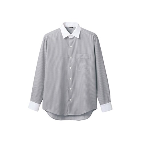 シャツ メンズ 長袖 グレーストライプ 4L