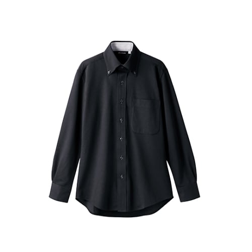 ニットシャツ 男女兼用 長袖 クロ S