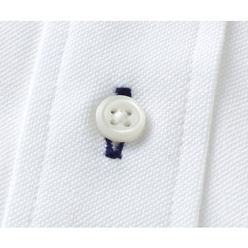 ニットシャツ 男女兼用 長袖 白/ブルー 3L