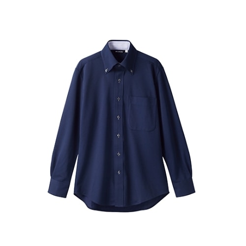 ニットシャツ 男女兼用 長袖 ネイビー 4L