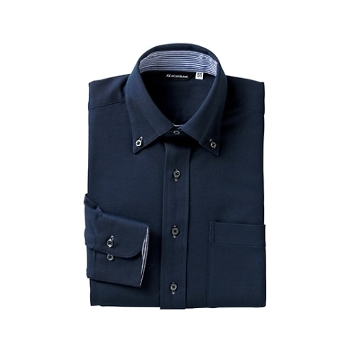 ニットシャツ 男女兼用 長袖 ネイビー 4L