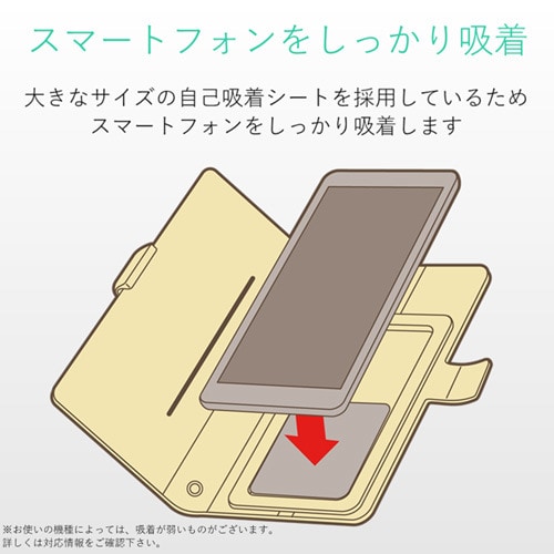 Lサイズ カバー 手帳型 花柄デザイン ネイビー