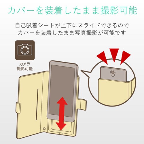 Lサイズ カバー 手帳型 花柄デザイン ネイビー