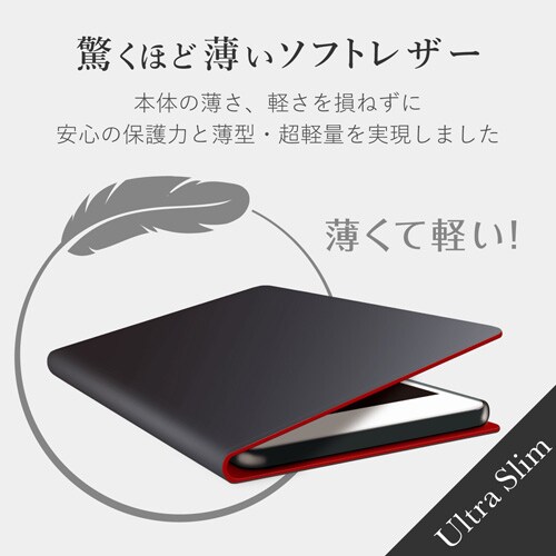 ソフトレザーケース/薄型/磁石付/ブラック