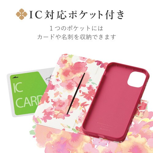 手帳型 カバー 薄型/軽量/磁石付 ピンク