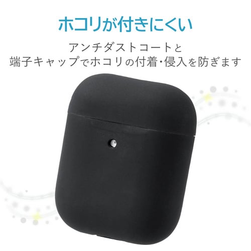 AirPodsケース コネクタキャップ付き BK