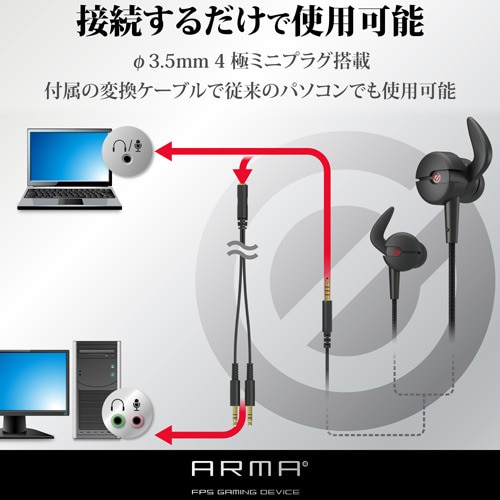 イヤホンマイク インラインマイク搭載 2m BK